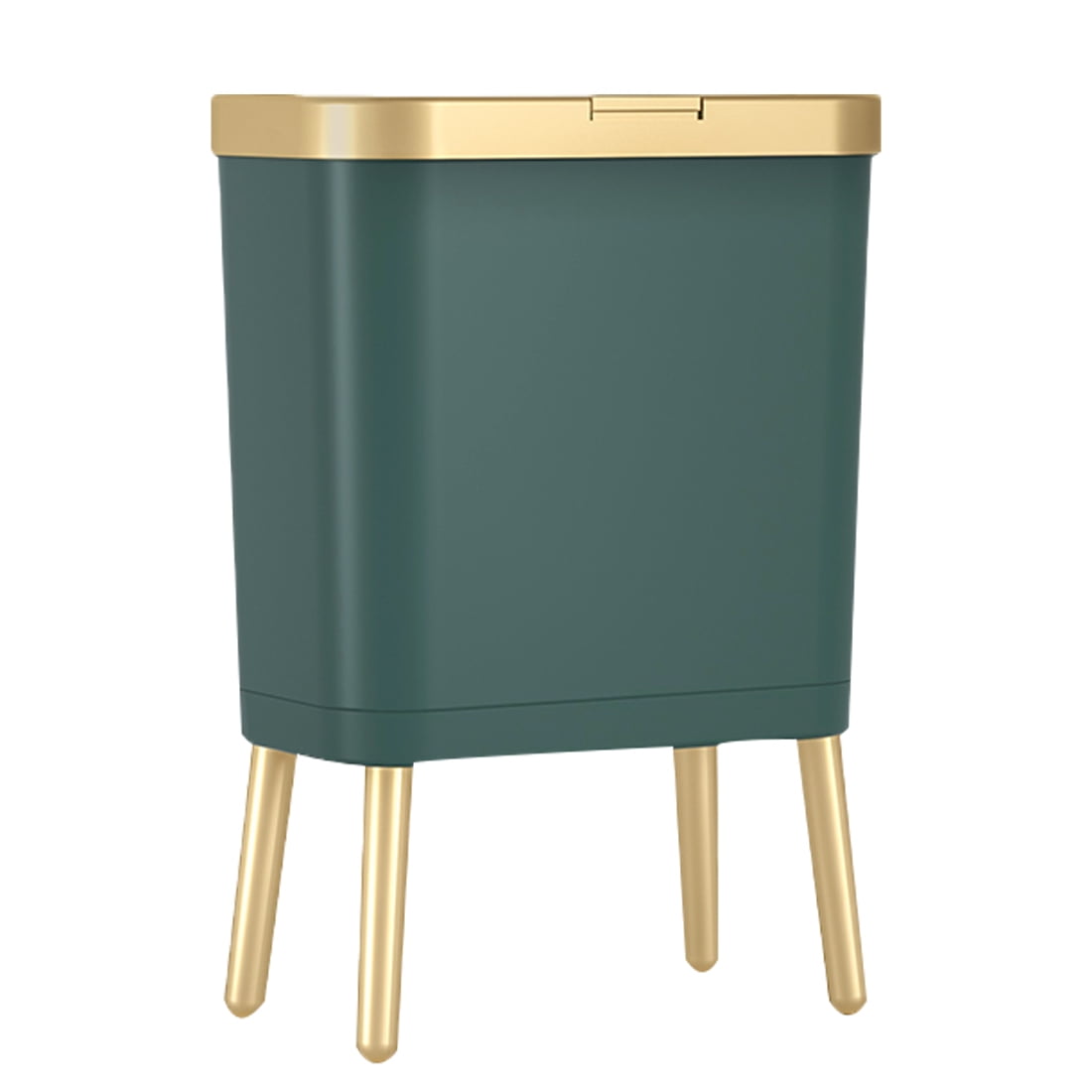 4 gal Trash Can with Lid, Plastic Garbage Can, Slim Waste Basket for