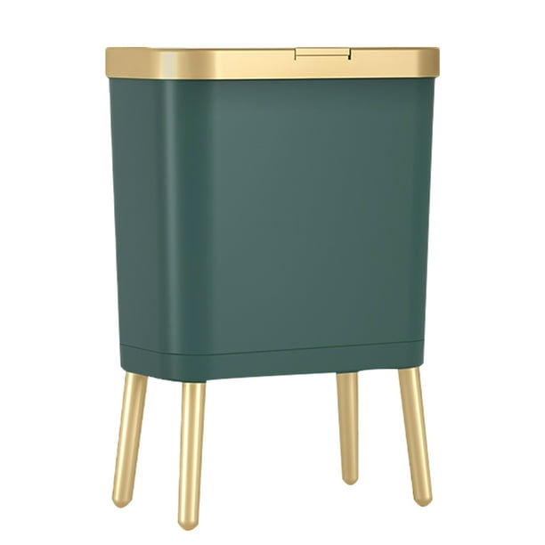 4 gal Trash Can with Lid, Plastic Garbage Can, Slim Waste Basket for ...