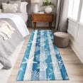 thumbnail image 4 of Blue Coastal Beach 2'x6' Runner Rugs for Hallway Kitchen Bedside Non Slip, Nautical Starfish Coral Vintage Wooden Entryway Rug Runners with Rubber Backing, Long Carpet Runner for Laundry Room, 4 of 8