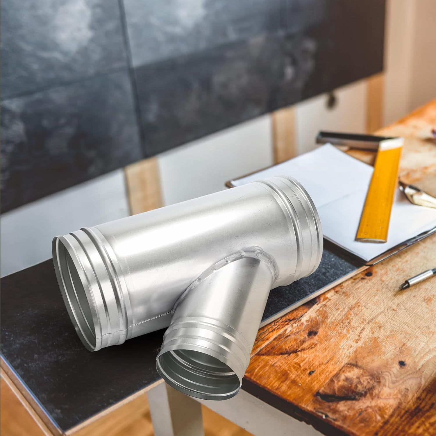 6" to 4" Y-Shape Galvanized Duct Connector, 45 Degree 3-Way Splitter for Ventilation