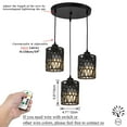 thumbnail image 2 of FSLiving 3 Lights RV Twine Braiding Rechargeable Battery Operated RGB Mode Ceiling Light Natural Decorative Light Hallway Light Semi Flush Mount Mount, Dimmable for RV Camper Black, 2 of 7