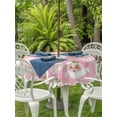 thumbnail image 2 of Outdoor Tablecloth with Umbrella Hole and Zipper, Pink Christmas Round Table Cloth 60 Inch Waterproof Tablecloth, Santa Xmas Tree Snowflake Winter Farmhouse Picnic Table Cover for Patio Camping, 2 of 7
