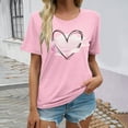 thumbnail image 2 of Summer Tops for Women Fashion Casual Printing Shirts Round Neck Short Sleeve Tee Tops Tunic Blouse Junior Floral Tee Tunic with 3/ 4 Sleeves Women's Heavy Long Sleeve Shirt Sweaters Pink M, 2 of 4