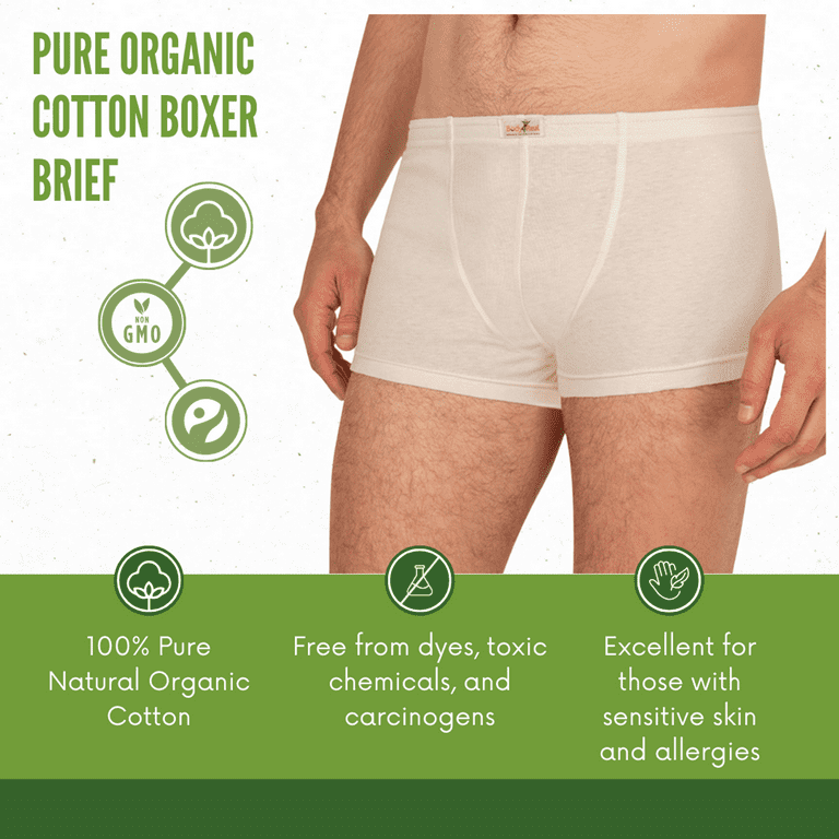 100% Natural Organic Cotton Mens Boxer Eco-friendly Biodegradable Underwear  Undyed