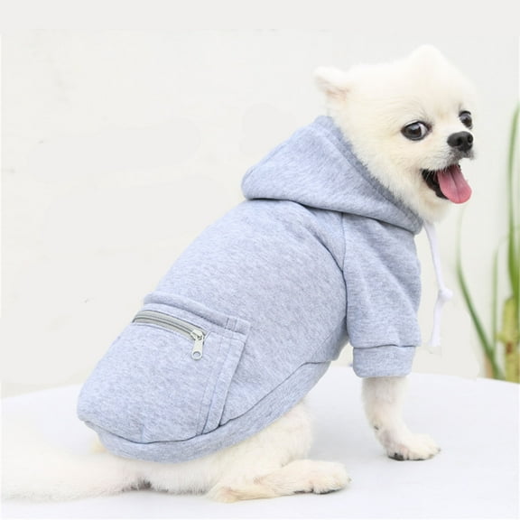 Pet Dog Cold Weather Coat with Pocket Winter Dog Hoodie Puppy Clothes for Small Dogs Chihuahua Clothing (Gray,S)
