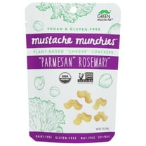 Mustache Munchies Organic Baked PARMESAN ROSEMARY Crackers | Vegan, Gluten Free, Plant-Based Cheese Snack | 1 ounce, 8 count