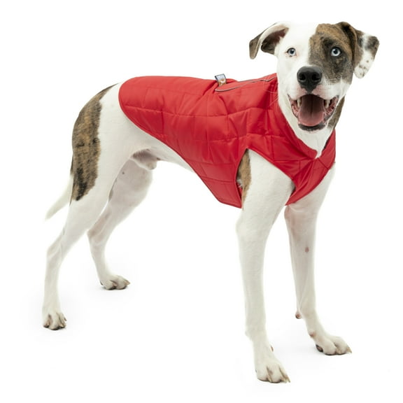Kurgo Loft Dog Jacket, Reversible, Wear with Harness or Sweater, Water Resistant, Reflective, Chili Red, M