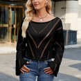 thumbnail image 3 of Fesfesfes Women's Loose Tops Fall Winter Long Sleeve with Ribbed Cuffs Round Neck Sweater Trendy Color-Blocked Warmkeeping Blouses(Black#2,XL), 3 of 6