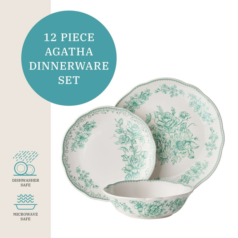 The Pioneer Woman, Dinnerware Set, 12-Piece, Green - Walmart.com