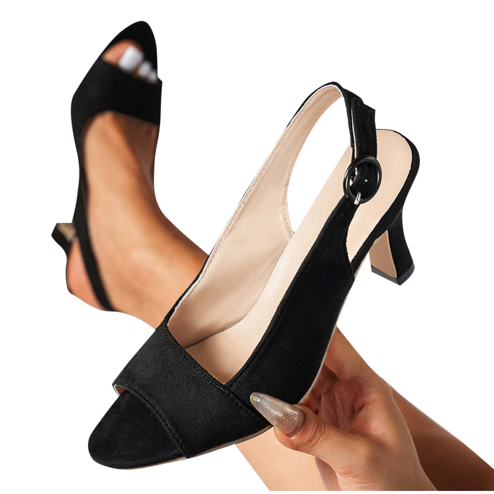 HaiMao Women Slingback Pumps Peep Open Toe Kitten Low Heel Ankle Strap Sandals Dress Shoes Party Black 5.5(36) - Walmart.com HaiMao Women Slingback Pumps Peep Open Toe Kitten Low Heel Ankle Strap Sandals Dress Shoes Party Black 5.5(36) - Walmart.com