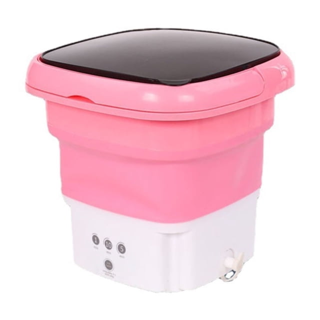 serony Large Capacity Portable Washing Machine Foldable Underwear Socks Adjustable Washer Wash Machines Cleaning for Dormitory Pink Type 2