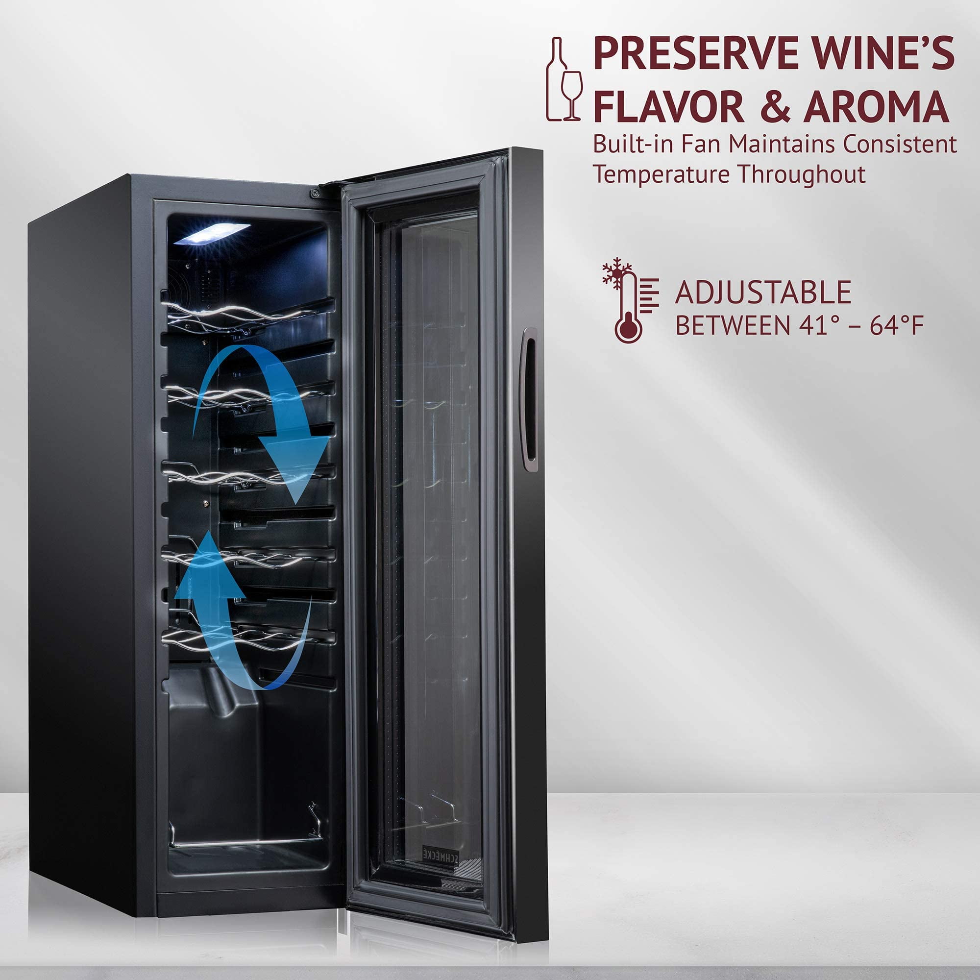 Schmecke 12-Bottle Wine Cooler - Compact Temperature-Controlled Storage for Red & White Wines