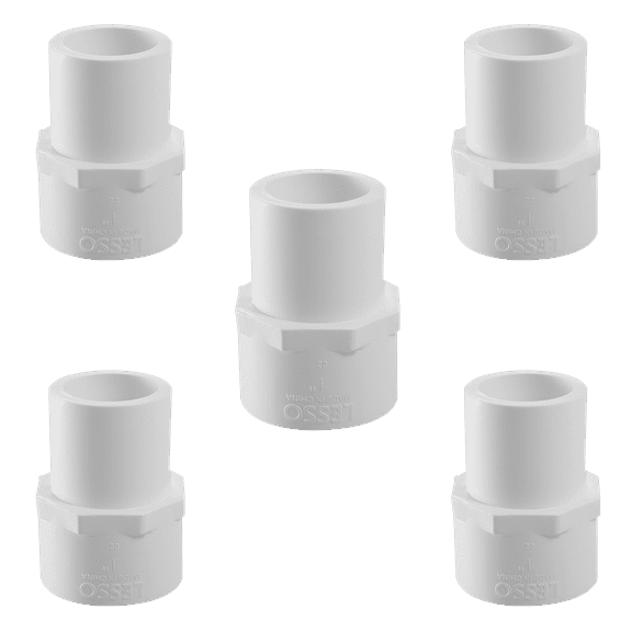 Lesso America 478-015 (5 Pack), Plumbing, PVC Pipe Fitting, Spigot Female Adapter  , SCH40, 1-1/2"