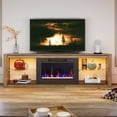 thumbnail image 3 of Bestier Electric Fireplace TV Stand Modern Entertainment Center for TVs up to 75" with LED Light and Storage Shelves in Wash Gray, 3 of 17