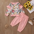 thumbnail image 3 of Vedolay Sets for Girls Toddler Girls Outfits 2 Piece Kids Clothes Ruffle Floral Top and Pant Sets with Pockets,Pink 3-4 Years, 3 of 5