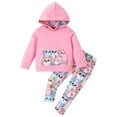 thumbnail image 2 of Cethrio Kids Girls Hoodies and Pants Sets, Long Sleeve Spring Fall Printed Sweatsuit Sets Pink Size 2-3 T, 2 of 3