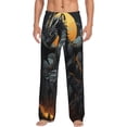 thumbnail image 2 of Lsque Full Moon Black Dragon Print Men's Pajama Pants, Lounge Pant - Comfortable Home Wear,Elastic Waistband, Stylish Design-X-Large, 2 of 9
