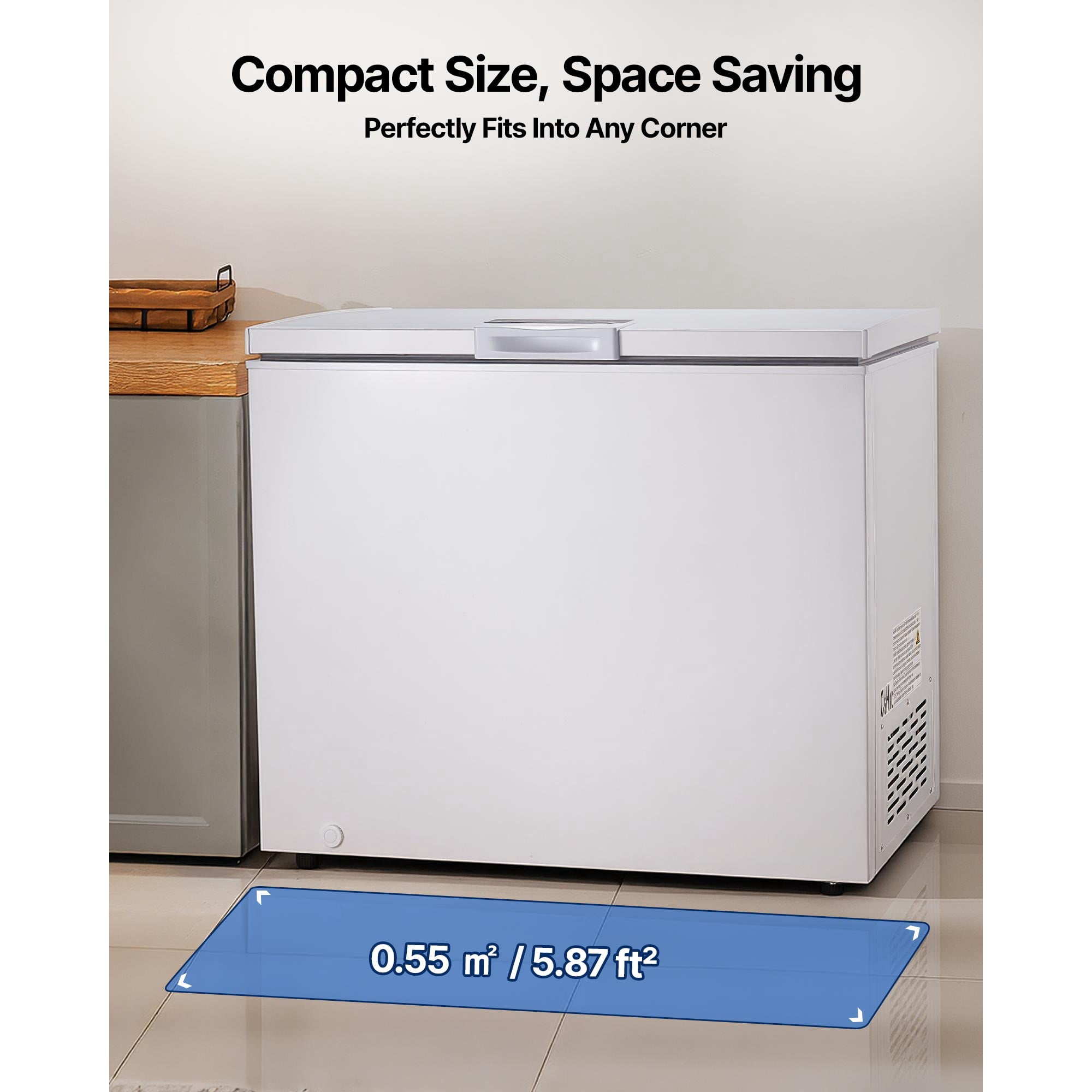 KFFKFF 6.7 Cu.ft Compact Chest Freezer, Free-Standing Deep Freezer with Top-Opening Door, Includes 2 Removable Baskets & Adjustable Temperature Control - Energy Efficient, Quiet Operation, White