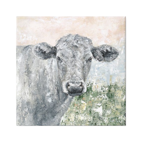 Stupell Industries Subtle Dappled Cow Portrait Animals & Insects Painting Gallery Wrapped Canvas Art Print Wall Art, 24 x 24