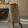 thumbnail image 5 of KHONTS Women's Puffer Quilted Skirt Winter Insulated Warm High Waist Front Split Long down Skirt with Pockets Green L, 5 of 7