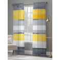 thumbnail image 4 of Yellow Gray Abstract Sheer Curtains 96 Inches Long 2 Panels Geometric Strip Light Filtering Semi Sheer Window Curtains Drapes for Bedroom Living Room 52"x96", 4 of 7