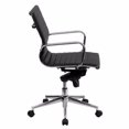 thumbnail image 3 of Nicer Furniture Ribbed Pu Leather with Wheels Modern Style Low Back Chair, 3 of 4