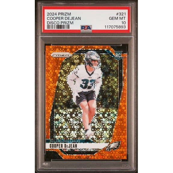 Graded 2024 Panini Prizm Cooper DeJean #321 Disco Prizm Rookie RC Football Card PSA 10 Gem Mint