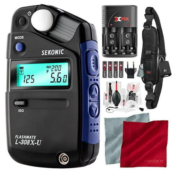 Sekonic SEKONIC-401-305-D-KIT1672-NFBA L-308X-U Flashmate Light Meter with Xpix Professional Camera Strap