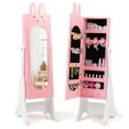 thumbnail image 1 of Costway Kids Jewelry Cabinet Standing Children Jewelry Organizer with Full-Length Mirror Pink, 1 of 9