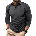 thumbnail image 2 of Ceisia Men's Slim Fit Long Sleeve Turndown Collar Shirt with Contrast Trim and Chest Pocket Dark Gray S Gifts, 2 of 8