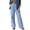 Blue, variant on Women's Plaid Pants, Straight Leg Trousers for Women, High Elastic Waist Casual Checked Pants with 4 Pockets, Soft Relaxed Loose Fit Long Pants for Weekend Travel Loungewear Black S