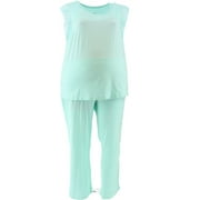 AnyBody Cozy Knit Pleated Lace Pajama Set Navy S NEW A353763