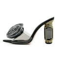 thumbnail image 4 of FSJ Women Sexy Charming Rose Floral Heel Sandals Clear PVC Band Crystal Chunky Heel Pointed Peep Toe Slip On Mules Party Prom Shoes Size 8 Black Rhinestones, 4 of 4