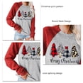 thumbnail image 4 of Sudadera con capucha para mujer, estampado navideño, Color empalmado, cuello redondo, manga larga, para uso diario, manga roja, XXL, 4 of 5