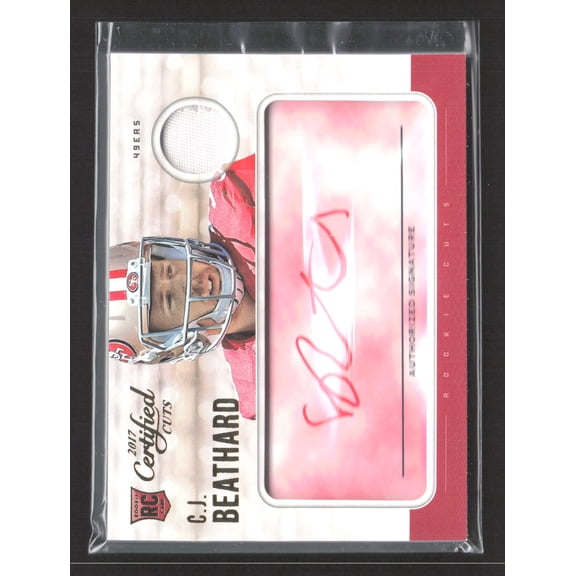 2017 Panini Donruss Certified Cuts C.J. Beathard Jersey Patch Auto #205 San Francisco 49ers Football Card San Francisco 49ers NFL Autographed Football