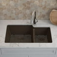 thumbnail image 3 of 32" x 19" Quartz Kitchen Sink, 60/40 Double Bowl Kitchen Sinks, Drop in sink, Undermount Sink, Galaxy Mocha Kitchen Sink, Double Sink Kitchen, Grids,Strainer and Flange, Lexicon Platinum LP-6040-M, 3 of 10