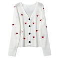 thumbnail image 4 of JIAYUE Outerwear Jacket For Ladies Heart Embroidered Long Sleeve Relaxed Fit Button Front Sport Style Knitted Cardigan For Casual Elegant Wear, 4 of 4