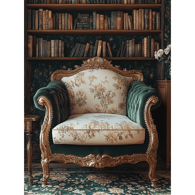 Qisvanset Framed Canvas Wall Art, 12x16 Inch Antique Chair Classic Living Room Wall Art