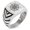 Silver, variant on Stainless Steel Nautical Chaim Compass Chevron Pattern Biker Style Polished Ring