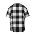 thumbnail image 2 of KLL White And Black Plaid Pattern Print Men's Shirt Short Sleeve Button Down Summer Cuba Beach Shirts- Large, 2 of 7