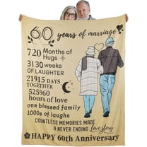 60th Anniversary Throw, 60th Wedding, 60 Year Decorations, 60th for Parents, Couple, Grandparents - 60th Anniversary Throw Blanket 50"x60"