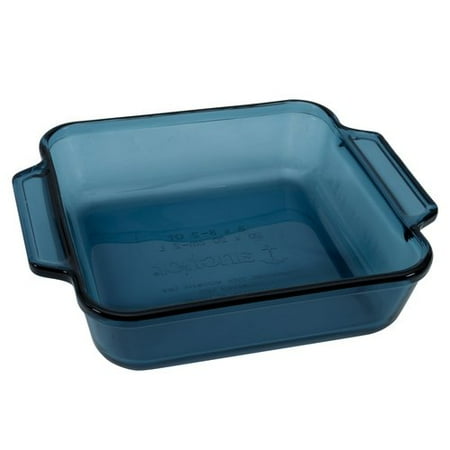 Anchor Hocking Square Glass Cake Dish, Coastal Blue