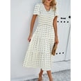 thumbnail image 6 of Yesfashion Women's 2025 Summer Dress Polka Point Regular Short-Sleeve V-Neck Swing Dresses, 6 of 9