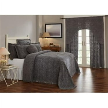 Wedding Ring Cotton Bedspread, Gray - Full & Double Size