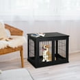 thumbnail image 2 of PawHut 26" Wooden Dog Cage Pet Crate Kennel w/ Double Door Entrance, Black, 2 of 10