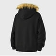 thumbnail image 5 of Plush Hooded Jacket for Men Lined Hoodies Sweatshirts Faux Fur Hood Warm Winter Heayweight Coat Long Sleeve Hiking Workout Tops, 5 of 9