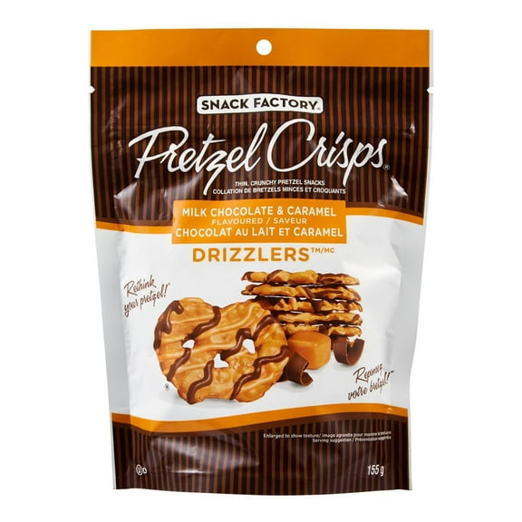 Snack Factory Milk Chocolate & Caramel Pretzel Crisps Drizzlers, 155g/5.5 oz., Bag