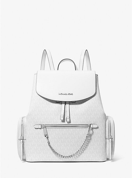 バッグ Michael kors Jet Set Medium Signature Logo Chain Backpack in ALUMINUM MLT