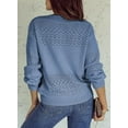 thumbnail image 3 of QWZNDZGR Womens Sweaters Casual Long Sleeve V Neck Lightweight Crochet Pullover Sweater Tops, 3 of 8