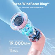 Portable Handheld Fan, Powerful Turbo Air Tube Fan, 19000 RPM High Speed Aero Pro, 15H Max Cooling Time, 6 Speeds Aluminum Case, Mini Pocket Design, for Travel Beach Outdoor Activities -Pink